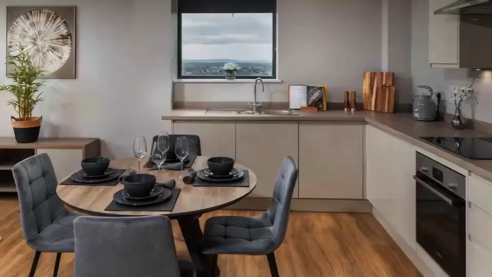 Dining area inside a Vertex apartment